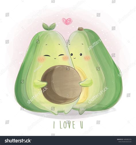 Cute Avocado Couple Love Stock Vector (Royalty Free) 1689082576 | Shutterstock