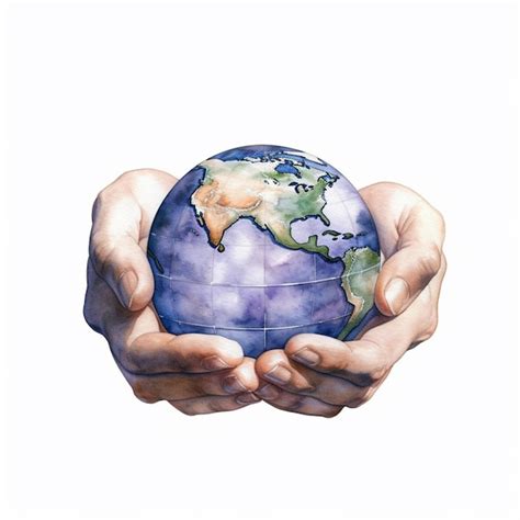 Premium AI Image | A drawing of two hands holding a globe