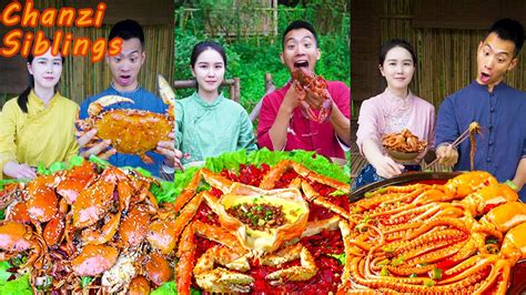 Giant King Crab Eating Challenge|Village Funny Mukbang 2022|Chinese Food Seafood Boil & Spicy ...