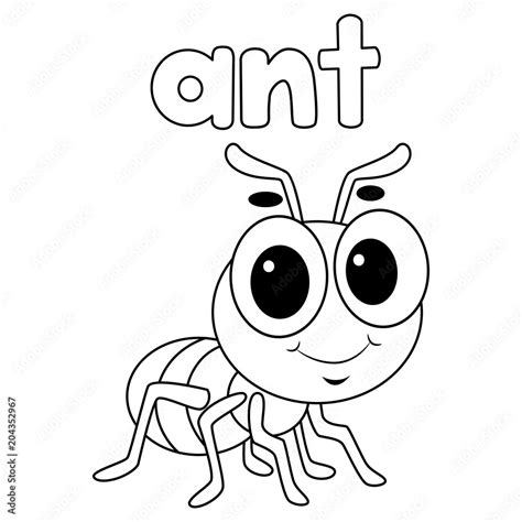 Coloring Book Outlined Ant Stock Vector | Adobe Stock