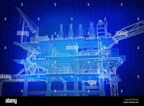 3D rendering , Blue screen Oil rig constructtion plant Stock Photo - Alamy