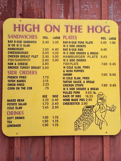 Menu at High on the Hog BBQ, Grenada