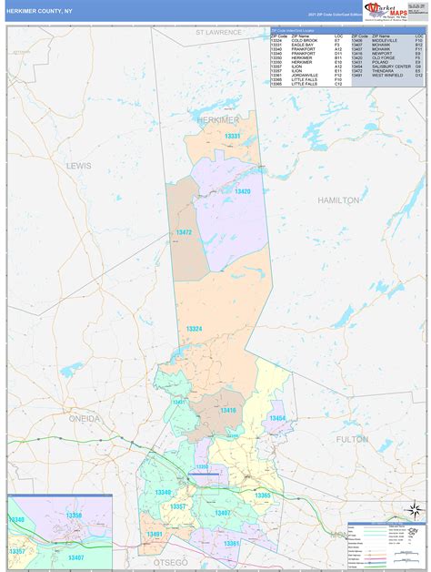 Herkimer County Ny Wall Map Color Cast Style By Marketmaps Mapsales ...