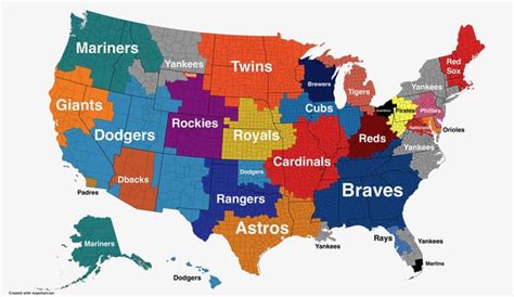 Map of most searched MLB teams across the US : r/coolguides