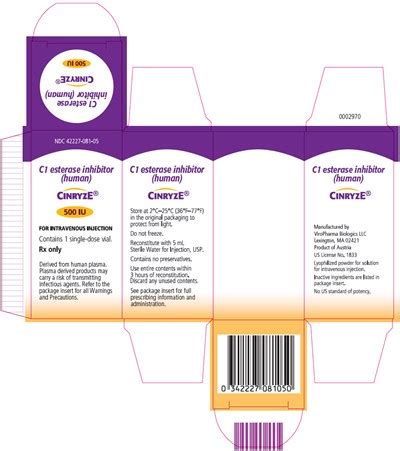 Label Cinryze Injection, Powder, Lyophilized, For Solution Intravenous - Indications, Usage ...