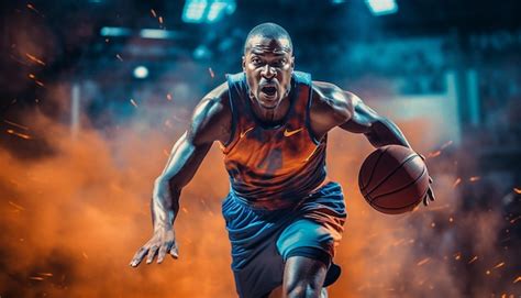 Premium AI Image | Basketball editorial dynamic photography in action