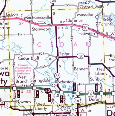 Cedar County Map - Iowa - Iowa Hotels - Motels - Vacation Rentals - Places to Visit in Iowa