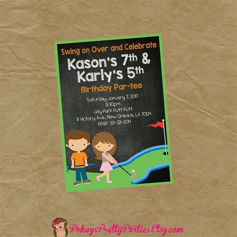 SIBLINGS Golf Putt Putt Birthday Party Invitation - Brother Sister Friends - D… | Gymnastics ...