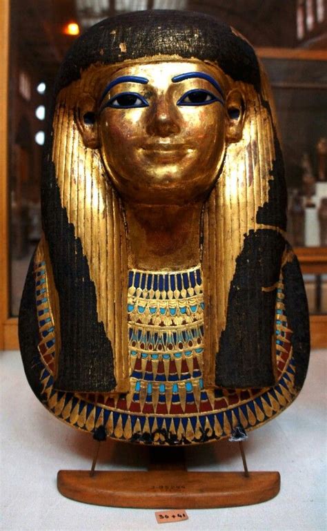 Detail of the funerary Mask of Tuya from Tomb of Yuya and Tuya , Egyptian Museum, Cairo Egypt ...