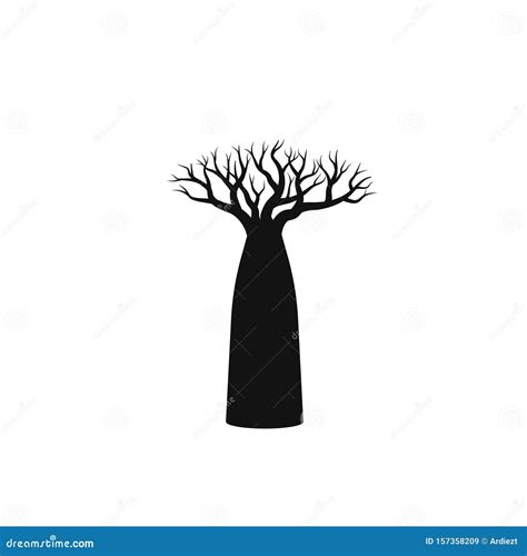 Baobab Tree Silhouette. Simple Flat Vector Illustration | CartoonDealer ...