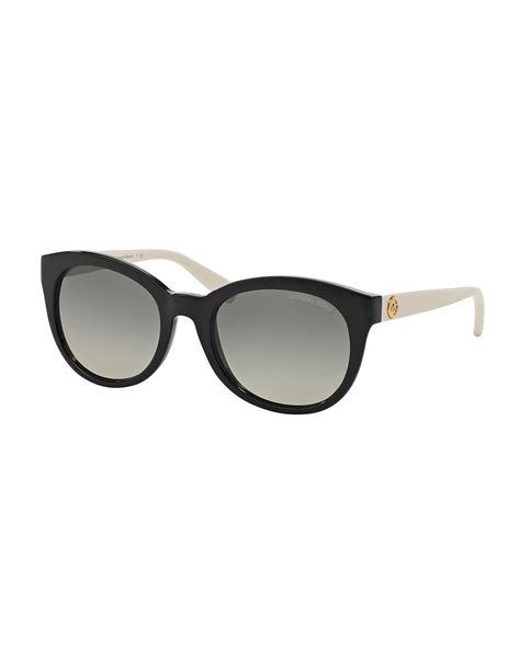 Michael kors Rounded Cat-eye Colorblock Sunglasses in Black | Lyst