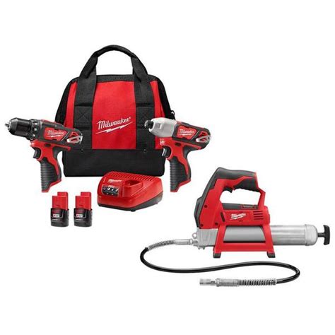 Milwaukee M12 12V Lithium-Ion Cordless Drill Driver/Impact Driver Combo ...