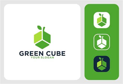 Premium Vector | Green cube modern with leaf logo design