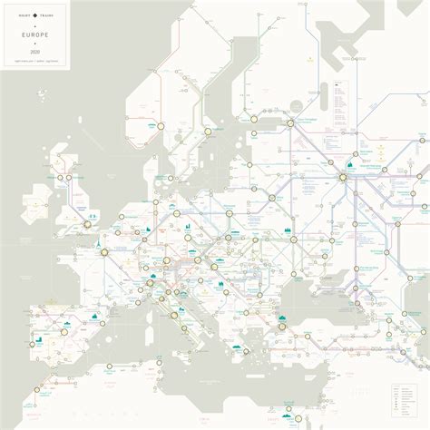 Map of night trains in Europe : europe