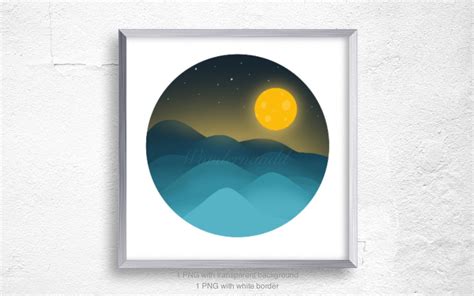 Night Landscape with Full Moon Graphic by Wondernandd · Creative Fabrica