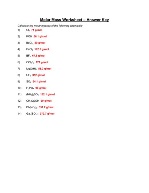 Molar Mass Chem Worksheet 11 2 Answer Key — db-excel.com