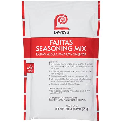 Lawry's Fajitas Seasoning Mix, 8.9 OZ - Walmart.com - Walmart.com