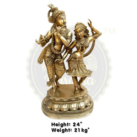 yellow Brass Radha Krishna Dancing Statue, Packaging Type: Box ...