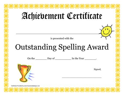 Outstanding Spelling Award Printable Certificate Pdf picture | PTA / Spelling Bee | Pinterest ...