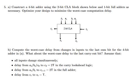 Solved a) Construct a 4-bit adder using the 2-bit CLA block | Chegg.com