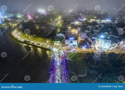 Aerial View of Da Lat City Night Beautiful Tourism Destination in ...