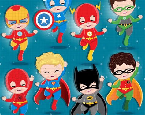 36 Kids Superhero Clipart Superheroes Kids Clipart - Etsy España ...