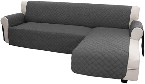 Buy Easy-Going Reversible L Shape Sofa Slipcover Sectional Couch Cover, Large Size, Dark Gray ...
