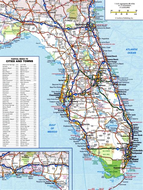 Large Detailed Administrative Map Of Florida State With Major Cities ...