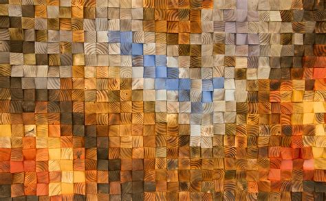 Wood Wall Art, geometric wood art, mosaic, "The Hell's Gate" , Autumn ...