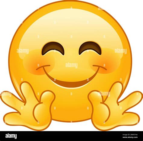 Emoji emoticon smiling with open hands as if giving a hug Stock Vector Image & Art - Alamy