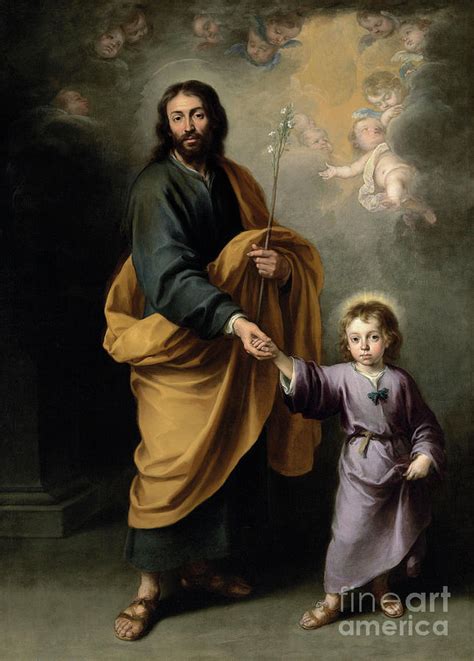 Saint Joseph and the Christ Child Painting by Bartolome Esteban Murillo ...