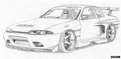 How to draw a nissan skyline gtr r34