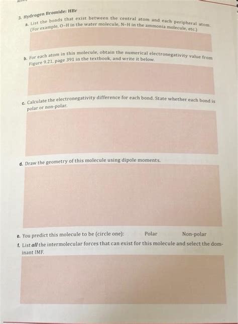 Solved 3. Hydrogen Bromide: HB a List the bonds that exist | Chegg.com