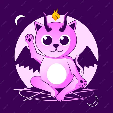 Premium Vector | Cute baby cat Baphomet illustration