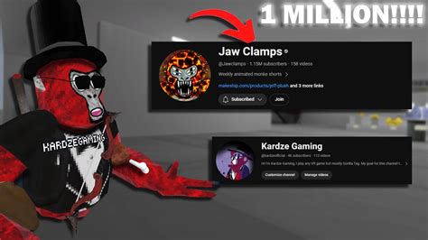 Jaw Clamps hit 1 MILLION SUBSCRIBERS!!! And I hit 4K!!!! This Week On Gorilla tag Ep: 8 - YouTube