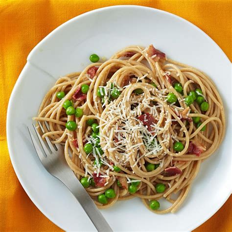 Spaghetti Carbonara with Peas Recipe - EatingWell