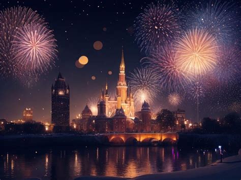 Premium AI Image | New year night celebration fireworks in the sky