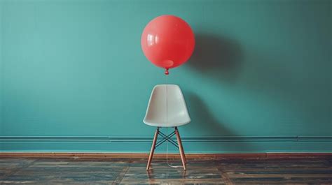 Premium Photo | On pastel green background with white chair and floating pink balloon Minimal ...