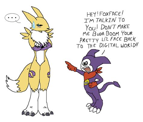 Impmon annoys Renamon by Benovias on DeviantArt