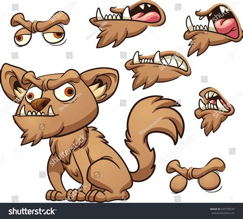 Ugly Cartoon Dog Different Mouth Poses Stock Vector (Royalty Free ...