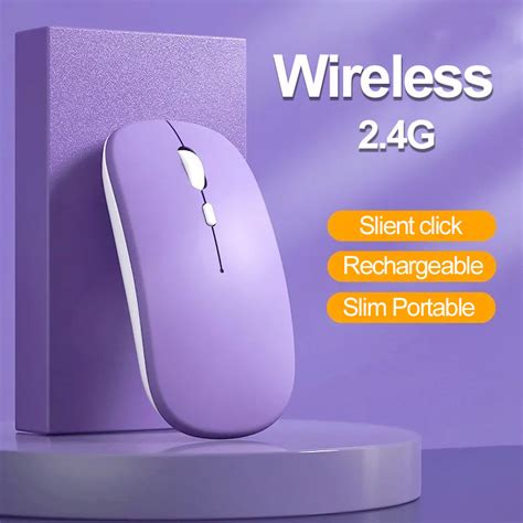 Purple wireless bluetooth mouse rechargeable Gaming silent usb ...