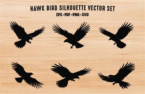 Flying Hawk Bird Black Silhouette Bundle Graphic by Gfx_Expert_Team ...