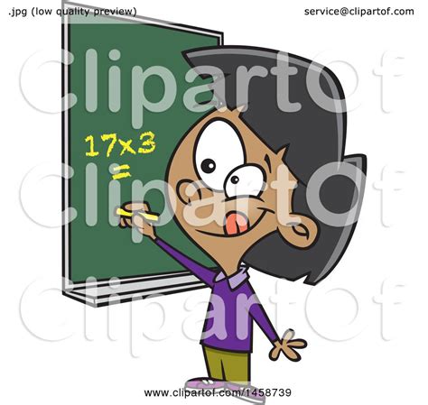 Clipart of a Cartoon School Girl Solving a Multiplication Math Problem - Royalty Free Vector ...