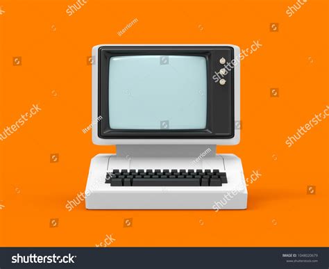 Old-fashioned Personal Computer Front View 3d Stock Illustration ...