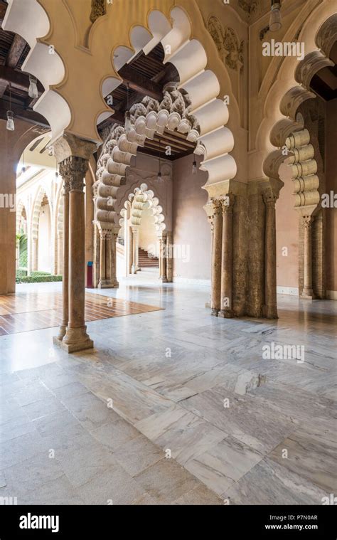 Interior view of Aljaferia palace. Zaragoza, Aragon, Spain, Europe ...