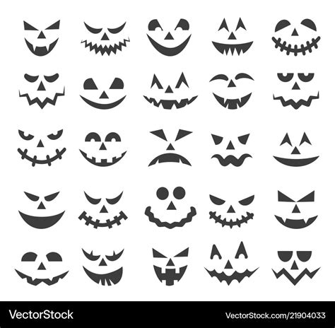 Halloween ghost faces set Royalty Free Vector Image