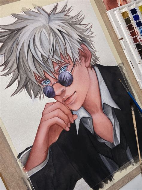 Silver Haired Anime Boy Fanart- Watercolor Painting | lupon.gov.ph