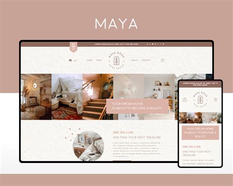 Wix Website Template Design for Home Decor Shops Maya | Etsy