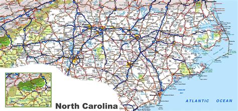 North Carolina State Road Map Glossy Poster Picture Photo Banner Nc City | Poster pictures ...