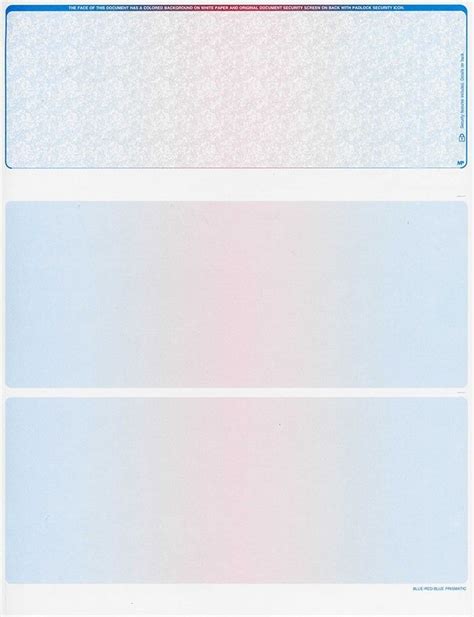 Blank Check Paper Stock-Check On Top-Versa Check-Prismatic BlueRedBlue ...